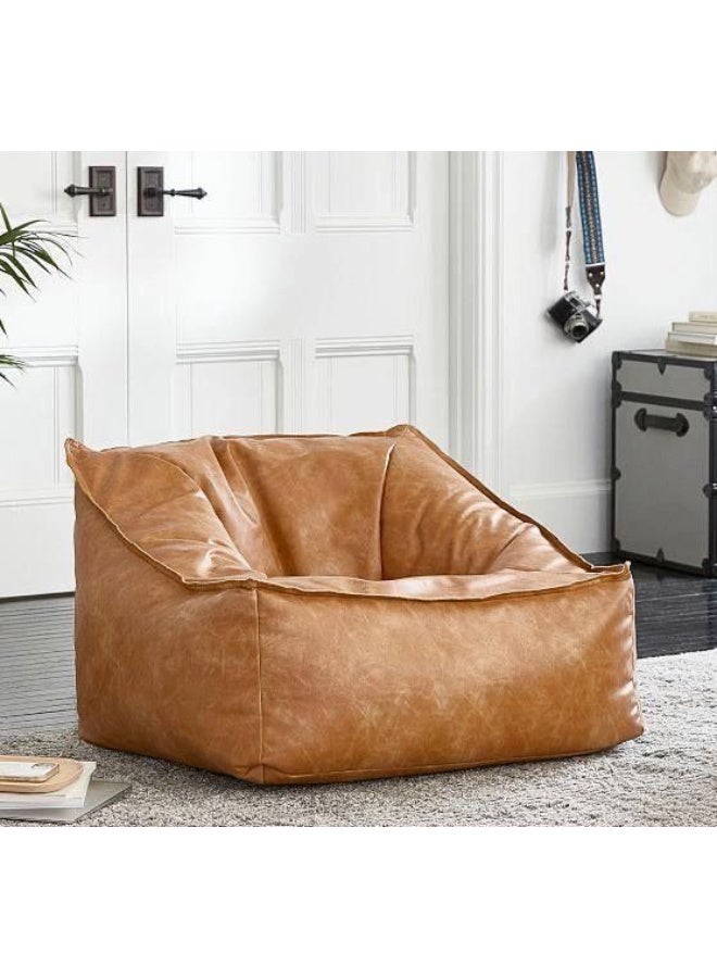 alharmayn A very distinctive leather bean bag chair in a gamaly color.