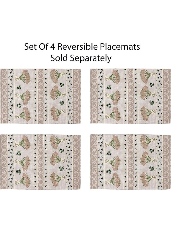 Home Bargains Plus Home Bargains Plus Rectangle Fabric Placemats, Set of 4 Placemats, Wheat and Olives Print, Indoor Outdoor Stain and  - Image 3