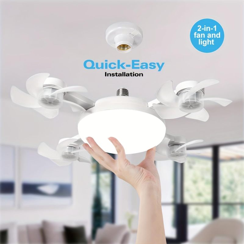 Ceiling Fan 50cm White: Adjustable Brightness 10% To 100% - 3 Wind Speed Settings LED Light For Home Bedroom Living Room - Image 4