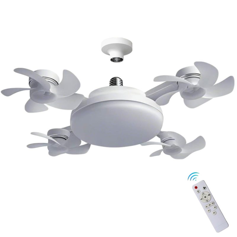Ceiling Fan 50cm White: Adjustable Brightness 10% To 100% - 3 Wind Speed Settings LED Light For Home Bedroom Living Room - Image 1