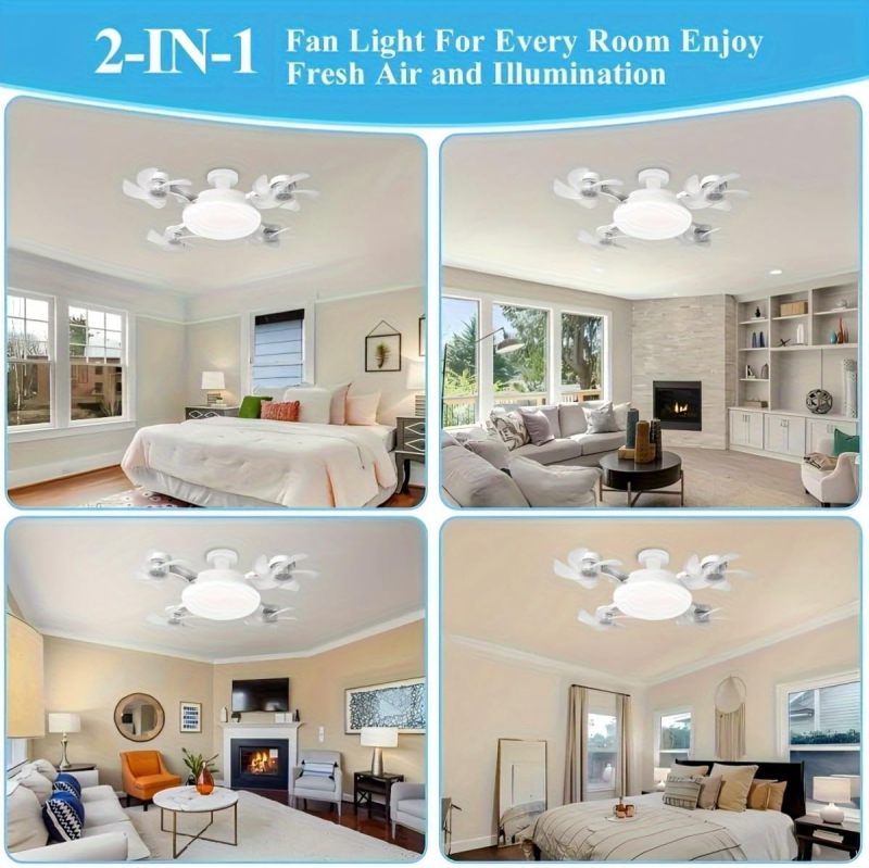 Ceiling Fan 50cm White: Adjustable Brightness 10% To 100% - 3 Wind Speed Settings LED Light For Home Bedroom Living Room - Image 5