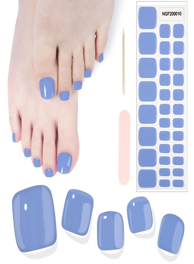 SILPECWEE Semi Cured Gel Nail Strips, Toenails Stickers Full Nail Wraps UV Light Required, Salon Quality, Easy to Apply & Remove, Toenail Strips for Women Girl (Dreamy Sky Red - 32PCS) - Image 1