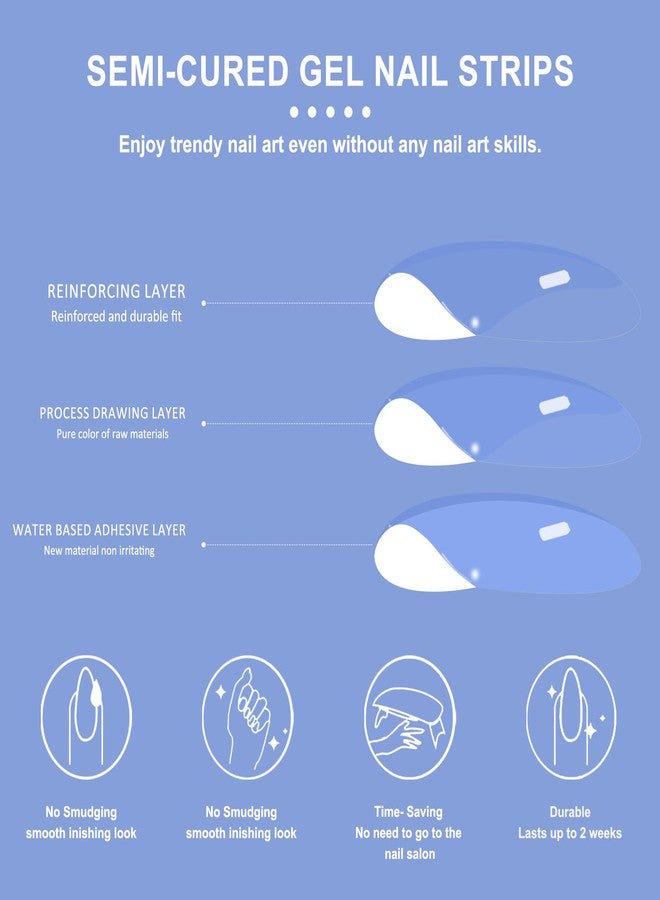 SILPECWEE Semi Cured Gel Nail Strips, Toenails Stickers Full Nail Wraps UV Light Required, Salon Quality, Easy to Apply & Remove, Toenail Strips for Women Girl (Dreamy Sky Red - 32PCS) - Image 3