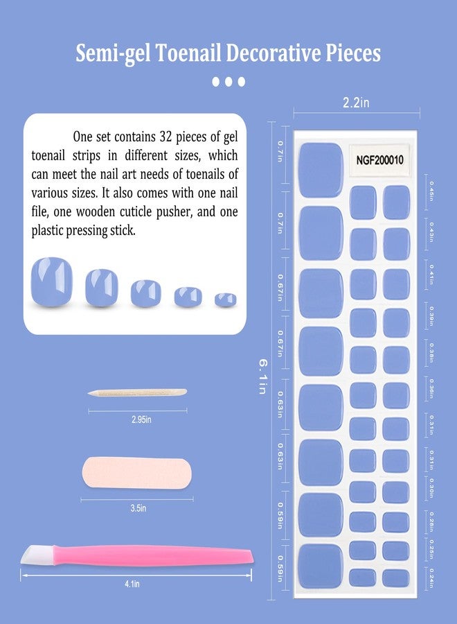 SILPECWEE Semi Cured Gel Nail Strips, Toenails Stickers Full Nail Wraps UV Light Required, Salon Quality, Easy to Apply & Remove, Toenail Strips for Women Girl (Dreamy Sky Red - 32PCS) - Image 2