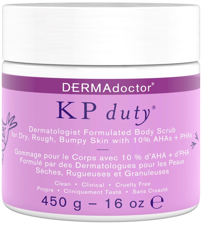 DERMAdoctor KP Bump Eraser Body Scrub with 10% AHAs + PHAs for Keratosis Pilaris, Dry, Rough, and Bumpy Skin, Dermatologist Formulated Exfoliating Body Scrub with Glycolic and Lactic acids - 16 Fl oz - Image 1