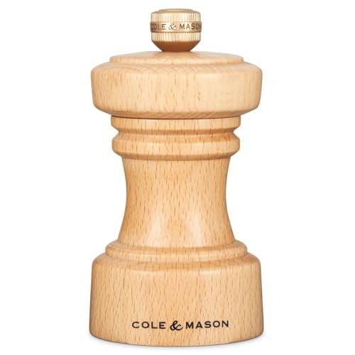 COLE & MASON Cole Mason Hoxton Mill Table Salt Grinder Refillable Sea Salt Grinder Kitchen Home Accessory Salt Mill with Ceramic Mechanism 4 Natural Beech - Image 1