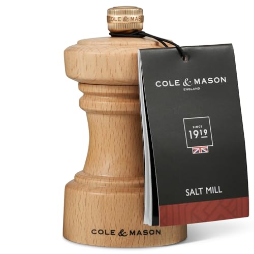COLE & MASON Cole Mason Hoxton Mill Table Salt Grinder Refillable Sea Salt Grinder Kitchen Home Accessory Salt Mill with Ceramic Mechanism 4 Natural Beech - Image 3