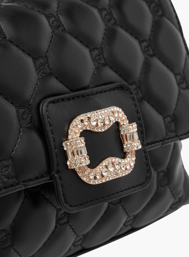 Paprika Women's Quilted Satchel Bag with Detachable Strap and Flap Closure  - Image 4