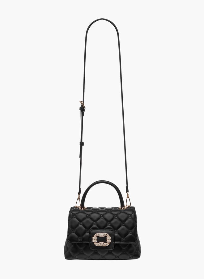 Paprika Women's Quilted Satchel Bag with Detachable Strap and Flap Closure  - Image 2