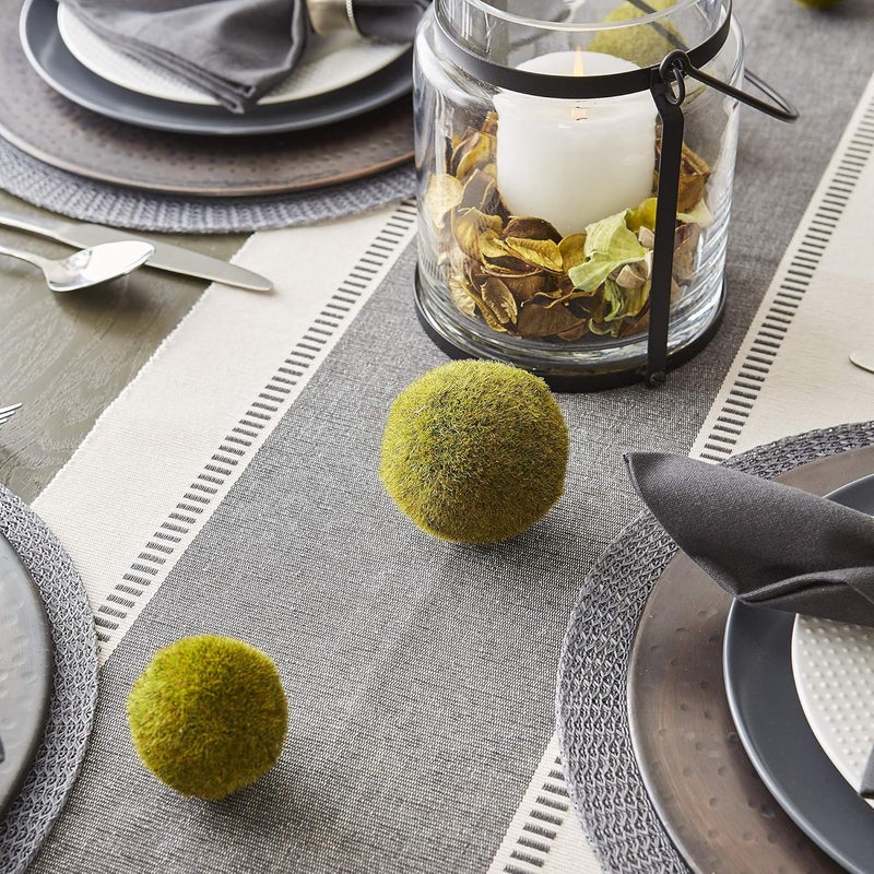 DII Dobby Stripe Woven Table Runner, 13x72 (13x77.5, Fringe Included), Mineral Gray - Image 4