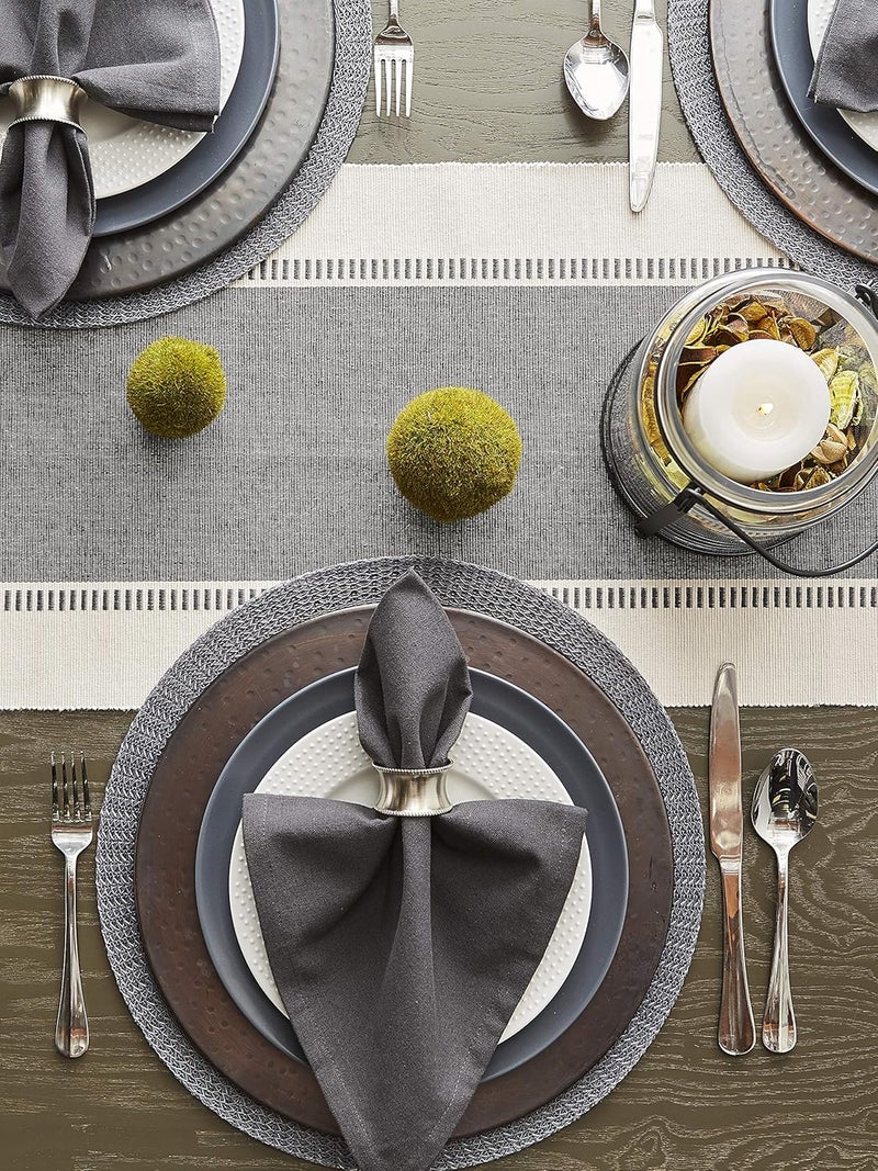 DII Dobby Stripe Woven Table Runner, 13x72 (13x77.5, Fringe Included), Mineral Gray - Image 5