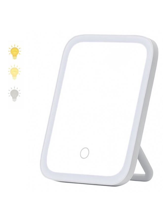 ARABIQO 8x6 Inch Lighted Vanity Mirror, 3-Color Dimmable LED Makeup Mirror with Touch Control, Portable Folding Cosmetic Mirror for Tabletop, Travel & Bedroom Beauty Mirror - Image 1