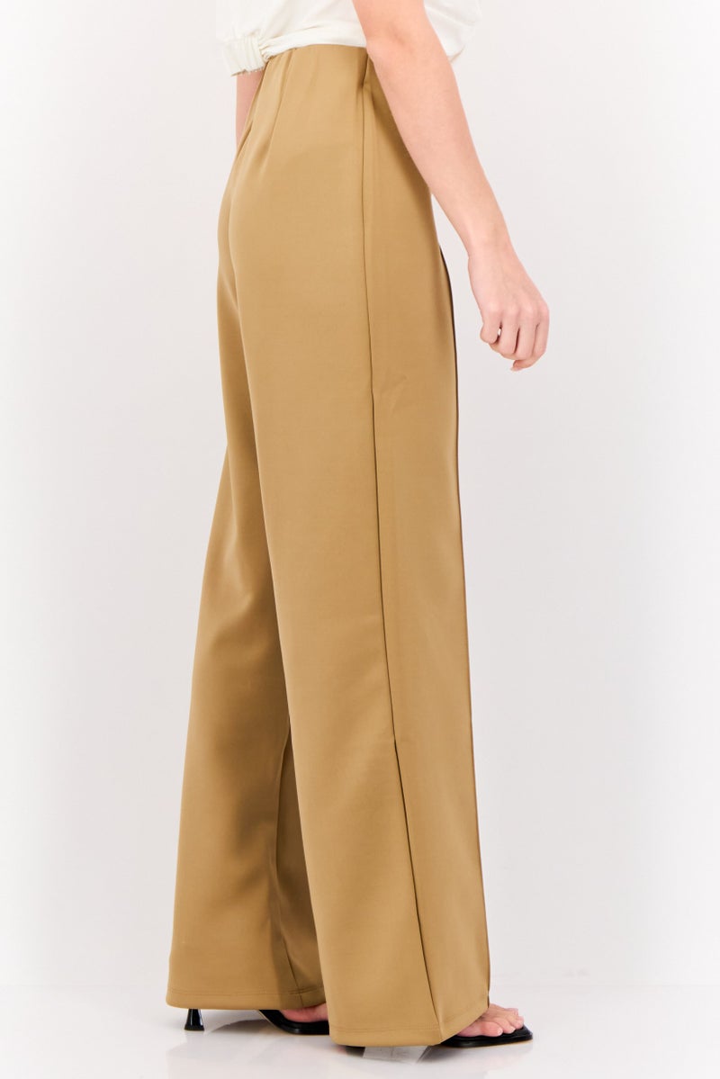 Lefties Women Plain  Straight Leg Pants, Khaki - Image 4