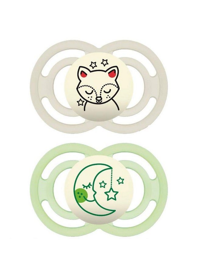 MAM Perfect Night Baby Pacifier Patented Nipple Glows In The Dark 2 Pack 6+ Months Unisex  - Image 1
