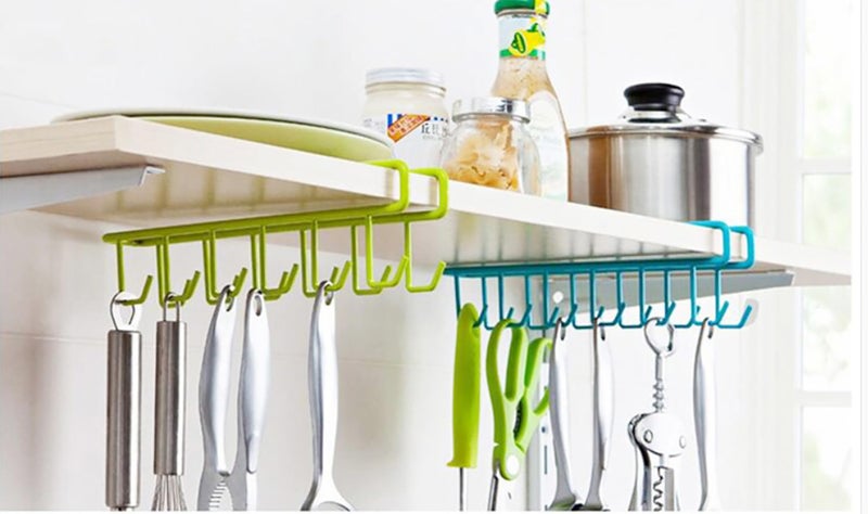 MosQuick® 2 Pcs(24 Hooks) Kitchen Organizer Multipurpose Crockery Organizer for Kitchen with Cup Holder, Kitchen Organizer Items and Storage, Kitchen Rack with Hanger Hooks hooks for kitchen -Mixclr - Image 2