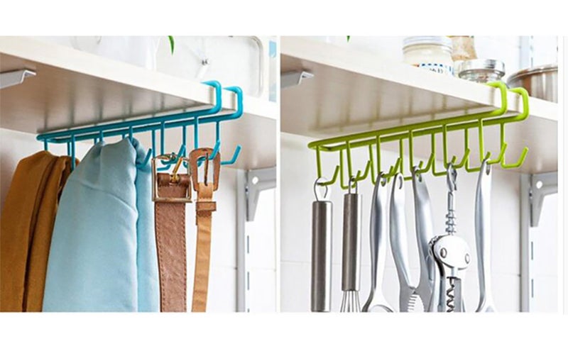 MosQuick® 2 Pcs(24 Hooks) Kitchen Organizer Multipurpose Crockery Organizer for Kitchen with Cup Holder, Kitchen Organizer Items and Storage, Kitchen Rack with Hanger Hooks hooks for kitchen -Mixclr - Image 4