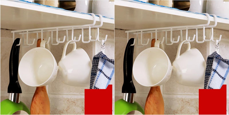 MosQuick® 2 Pcs(24 Hooks) Kitchen Organizer Multipurpose Crockery Organizer for Kitchen with Cup Holder, Kitchen Organizer Items and Storage, Kitchen Rack with Hanger Hooks hooks for kitchen -Mixclr - Image 1