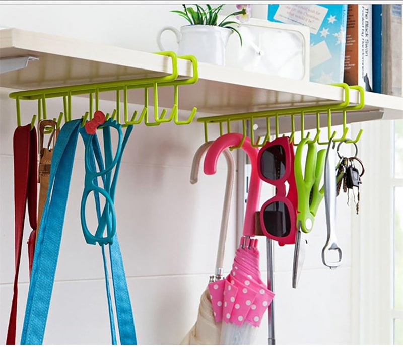 MosQuick® 2 Pcs(24 Hooks) Kitchen Organizer Multipurpose Crockery Organizer for Kitchen with Cup Holder, Kitchen Organizer Items and Storage, Kitchen Rack with Hanger Hooks hooks for kitchen -Mixclr - Image 5
