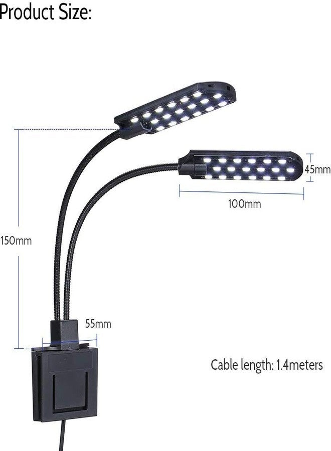 مصباح حوض السمك KickAt LED مزدوج بمنفذ USB | تصميم مرن على شكل حرف Y | إضاءة ساطعة موفرة للطاقة لأحواض الأسماك والنباتات والكائنات المائية (أسود) - Image 3