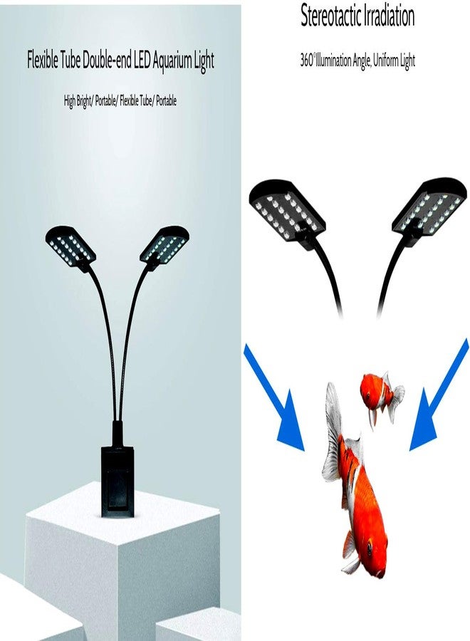 مصباح حوض السمك KickAt LED مزدوج بمنفذ USB | تصميم مرن على شكل حرف Y | إضاءة ساطعة موفرة للطاقة لأحواض الأسماك والنباتات والكائنات المائية (أسود) - Image 4