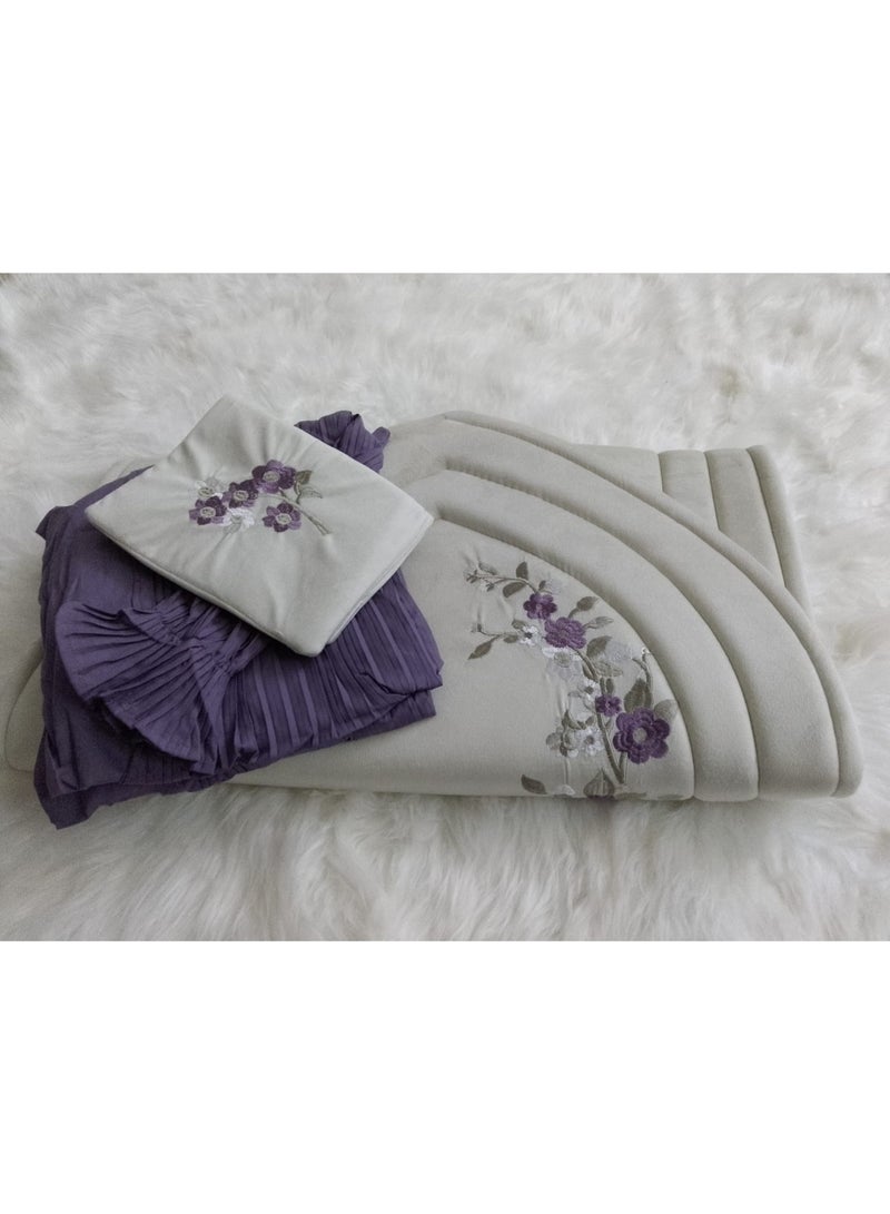 SMART HOME Embroidered sponge padded prayer rug set with a crushed embroidered prayer sheet. Excellent soft,  and Quran cover ,cool material that provides you with comfort.  - Image 2