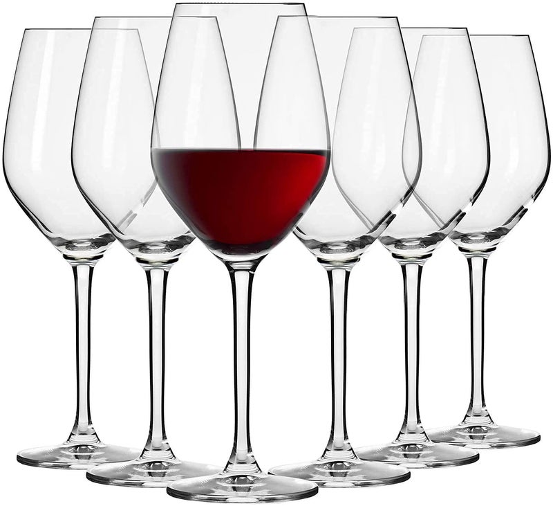 BRUSHFINCH Red Wine Glasses Crystal Clear Star Glass Laser Cut Rim for Wine Tasting Perfect for Red Wines White Wines Elegant Party Drinking Glassware Restaurant Quality Multicolor Pack of 6 - Image 1