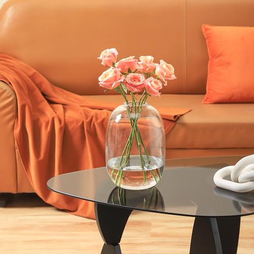 YANWE1 Large Glass Vase, 10 Inches Tall Glass Vases, Clear Glass Vase for Flower, Modern Round Vases for Living Room, Dining Table, Mantle, Shelf, Wedding, Office, Entryway - Image 3
