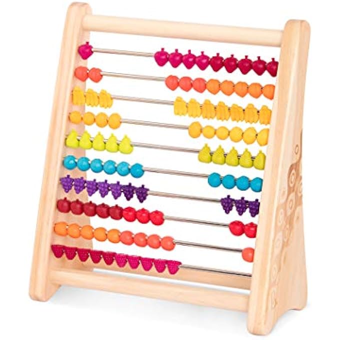 WOODEN ABACUS FOR KIDS  CLASSIC MATH TOY WITH 100 BEADS  EDUCATIONAL TOY FOR ADDITION AND SUBTRACTION  NUMBERS & COUNTING  18 MONTHS +  TWO-TY FRUITY! - Image 1