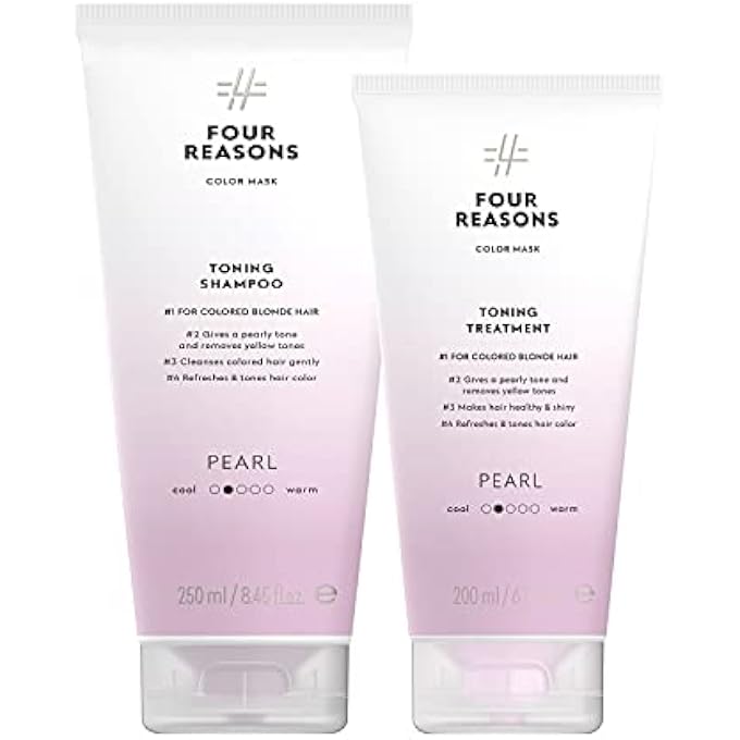 FOUR REASONS Color Mask Pearl Blonde Toning Shampoo 8.5 fl oz & Toning Treatment 6.8 fl oz â€“ Bundle - VEGAN, Cruelty-Free