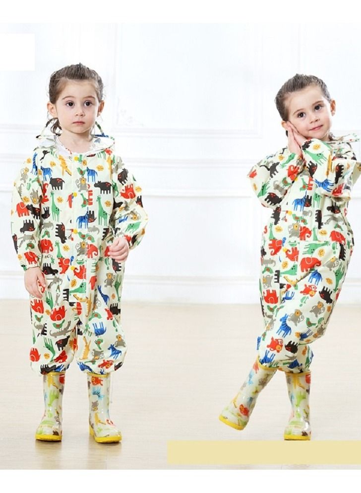 Loquat One Piece Children's Raincoat Full Picture Printed Thin Hooded Poncho  - Image 2