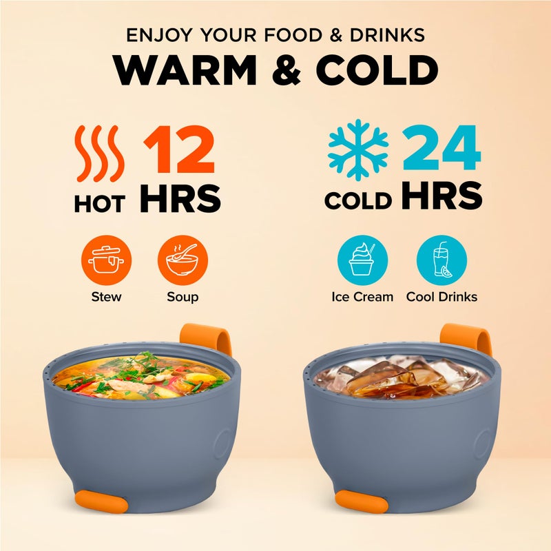 ENERGIFY Vacuum Insulated Food Jar Wide Mouth 24 Oz Soup Thermo with Folding Spoon - Thermal Lunch Containers for Kids & Adults - Leak Proof Stainless Steel Thermos for Hot Food Keep 12H and Cold 24 - Image 3