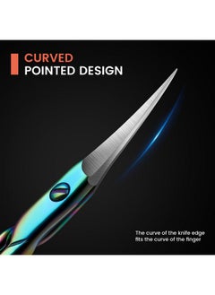 BEZOX BEZOX Curved Cuticle Scissors - Precision Manicure Scissor Nail Cuticle Trimmer, Professional Stainless Steel Nail Scissors for Cuticle Care, Cuticle Cutter Small Scissors for Women - Rainbow  - Image 2