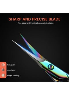 BEZOX BEZOX Curved Cuticle Scissors - Precision Manicure Scissor Nail Cuticle Trimmer, Professional Stainless Steel Nail Scissors for Cuticle Care, Cuticle Cutter Small Scissors for Women - Rainbow  - Image 3