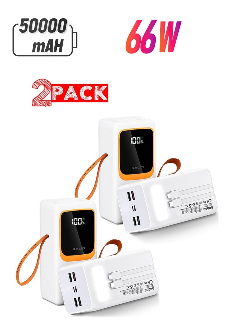 KALIO بنك طاقة سريع الشحن 50000 مللي أمبير 66 واط للأجهزة التي تعمل بتقنية Lightning وType-C، الهواتف المحمولة، الأجهزة اللوحية / أبيض - Image 1