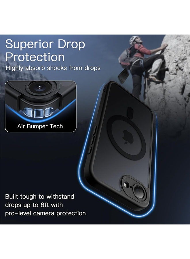 ZVEV MagSafe Compatible iPhone 16e Case 6.1 Inch Slim Shockproof Phone Cover Translucent Matte Black Protective Magnetic Case for Everyday Use - Image 2