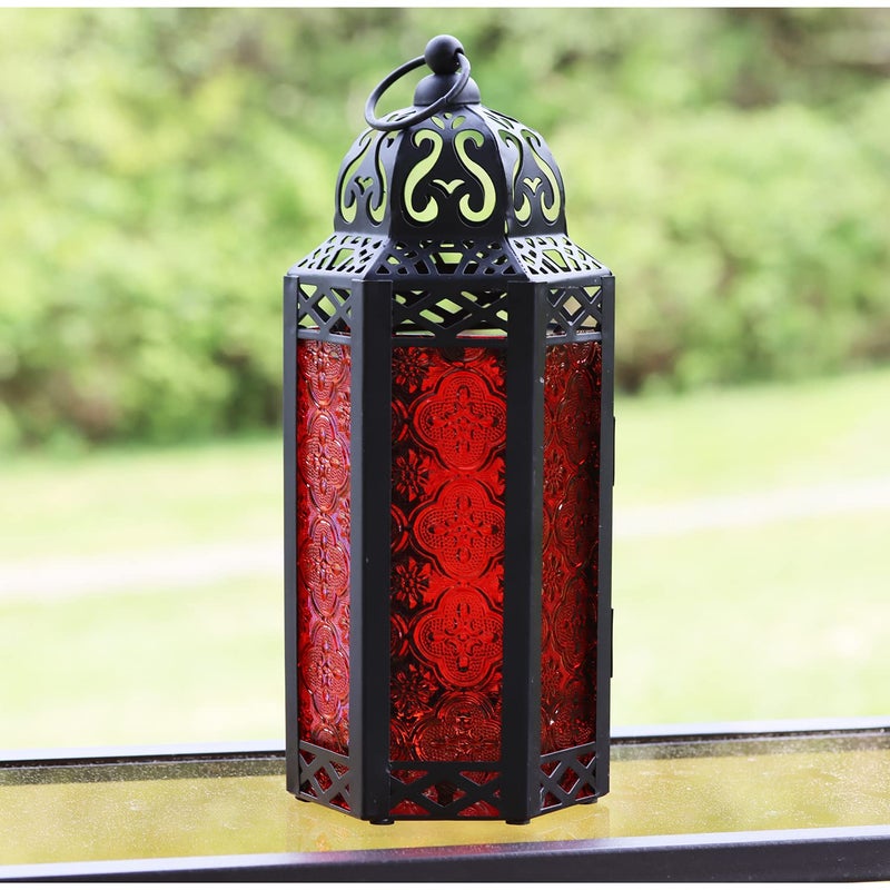 Vela Lanterns Mid Size Table/hanging Red Hexagon Moroccan Candle Lantern Holders - Image 5