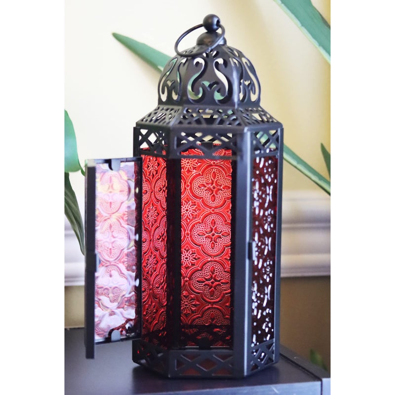 Vela Lanterns Mid Size Table/hanging Red Hexagon Moroccan Candle Lantern Holders - Image 4