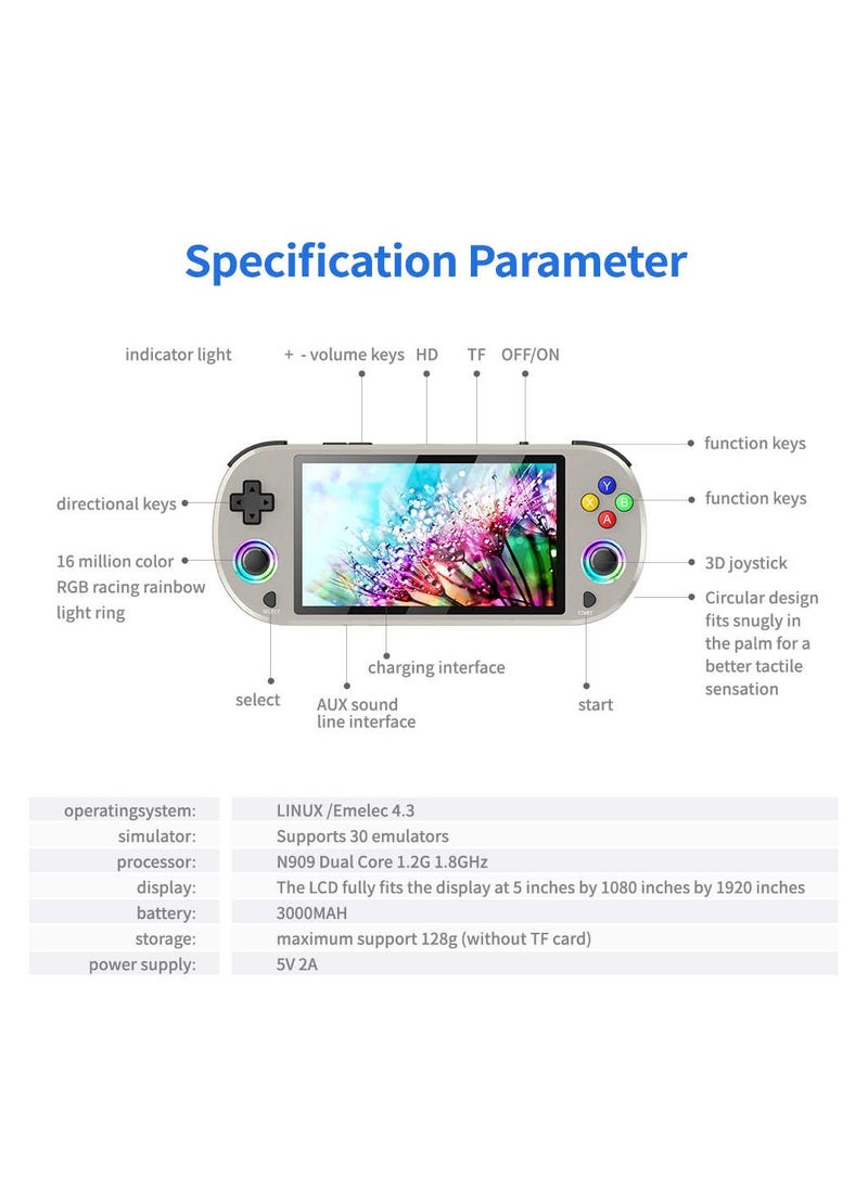 M22 Pro Gaming Handheld Stick 4K Retro Game Console 5.0 Inch HD IPS Screen Portable Gamepad Handheld Console
