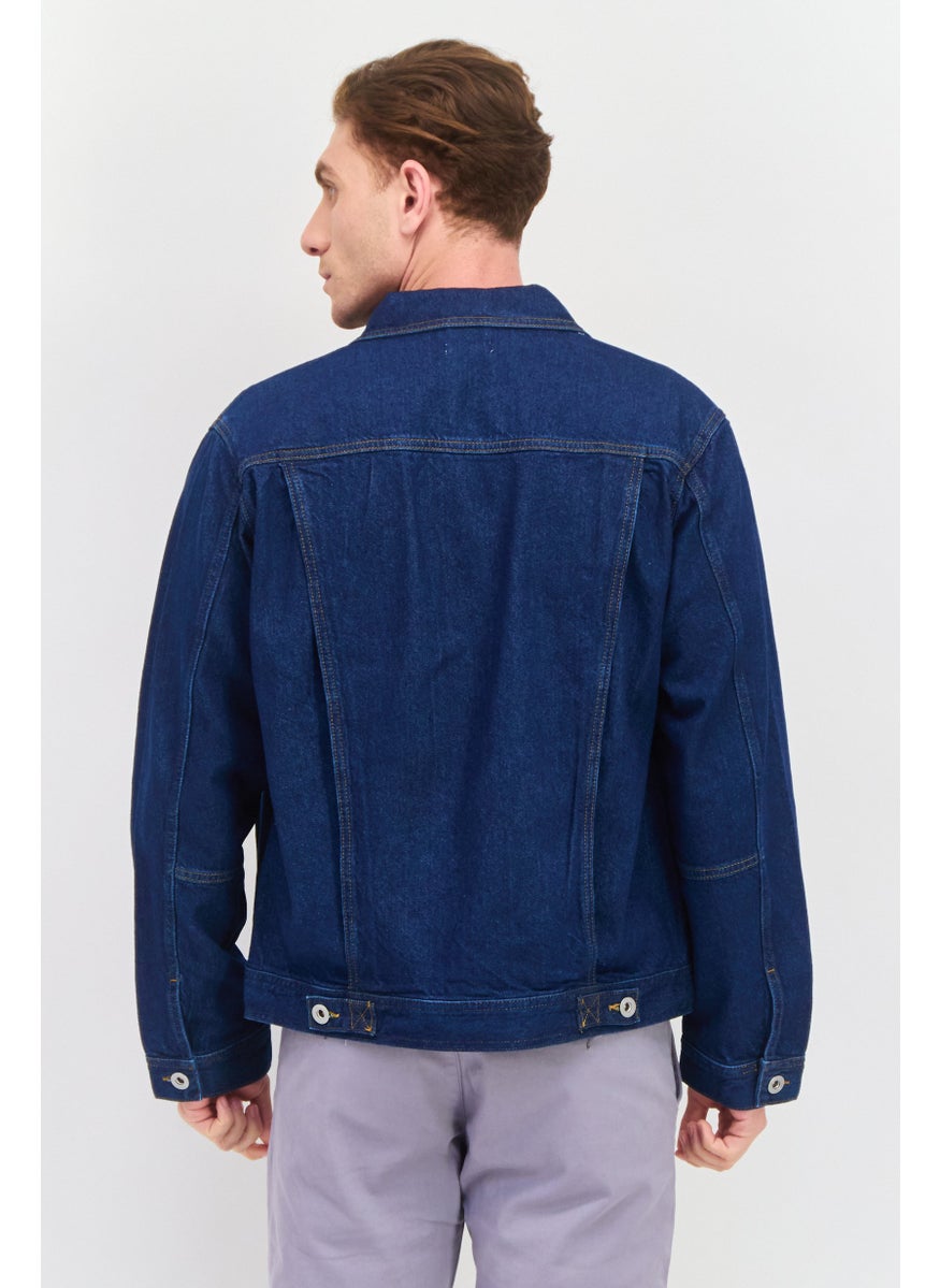 ESPRIT Men Regular Fit Plain Denim Jacket, Blue  - Image 4