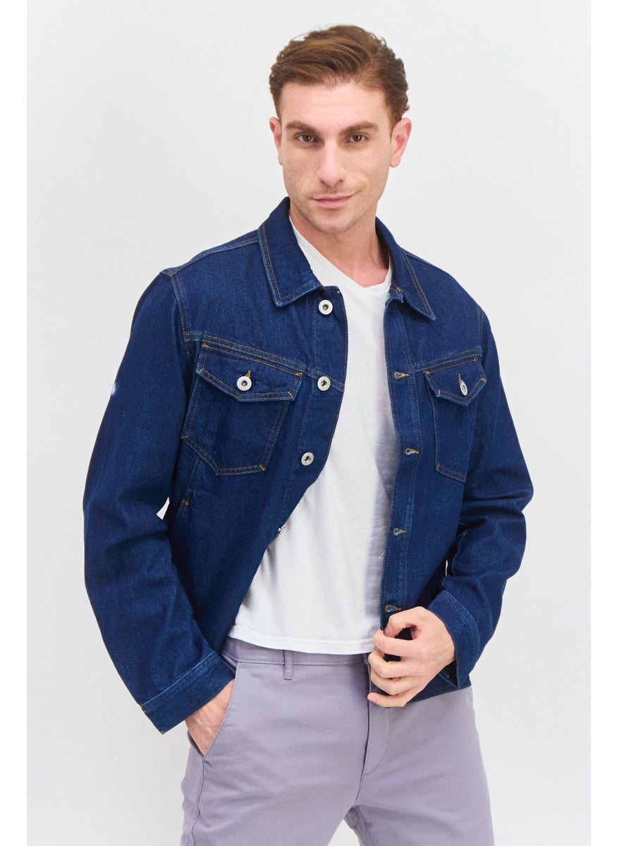 ESPRIT Men Regular Fit Plain Denim Jacket, Blue  - Image 1