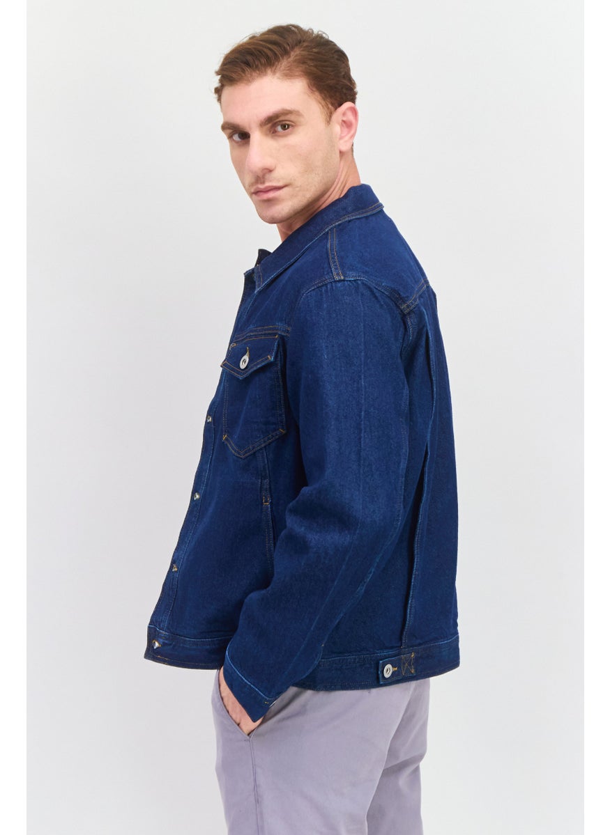 ESPRIT Men Regular Fit Plain Denim Jacket, Blue  - Image 3