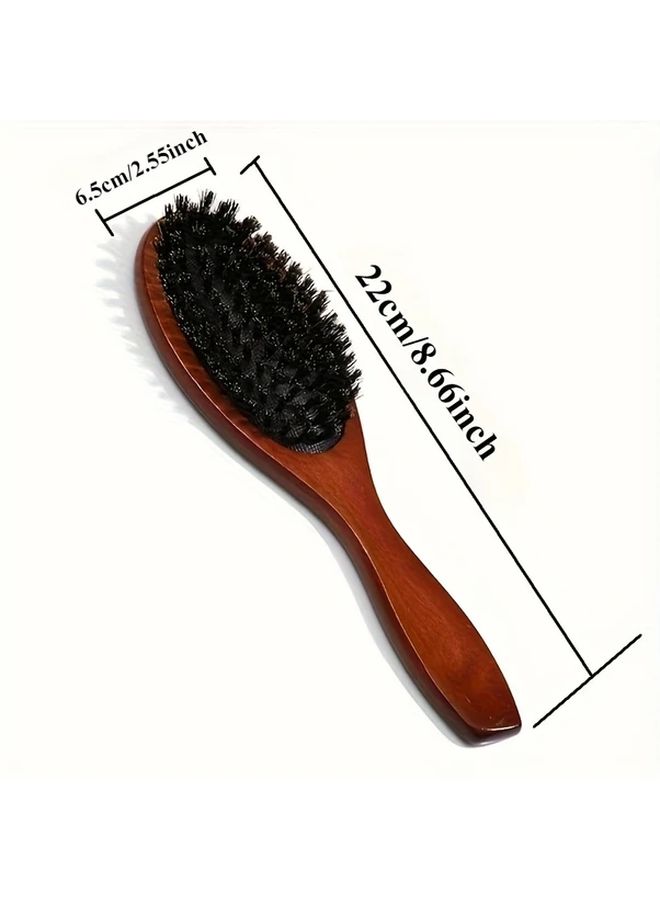 Natural Bristle Wooden Hair Brush Dark Brown For All Hair Types Scalp Massage - Image 3