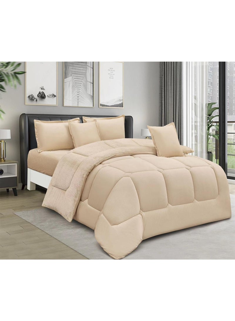 مينج لي مفرش شتوي نفرونص وجه مخمل وجه فرو ناعم 4 قـطـع