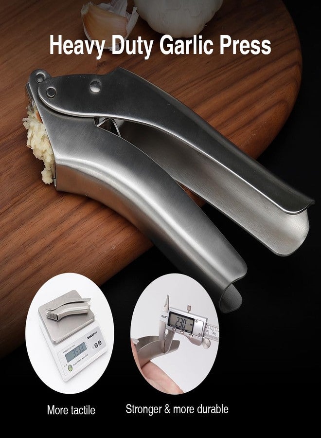 SimCoker No-Peel Garlic Press - Heavy Duty Stainless Steel Garlic Crusher, Rust-Proof & Ergonomic Handle, 270° Flip for Easy Cleaning, Dishwasher Safe, 5-Year Warranty - Image 3