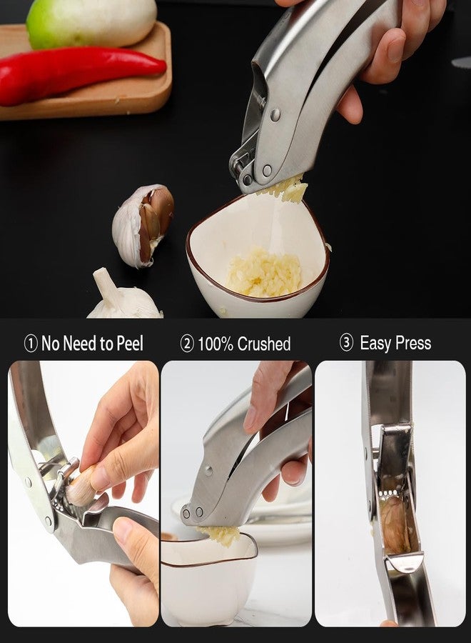 SimCoker No-Peel Garlic Press - Heavy Duty Stainless Steel Garlic Crusher, Rust-Proof & Ergonomic Handle, 270° Flip for Easy Cleaning, Dishwasher Safe, 5-Year Warranty - Image 5