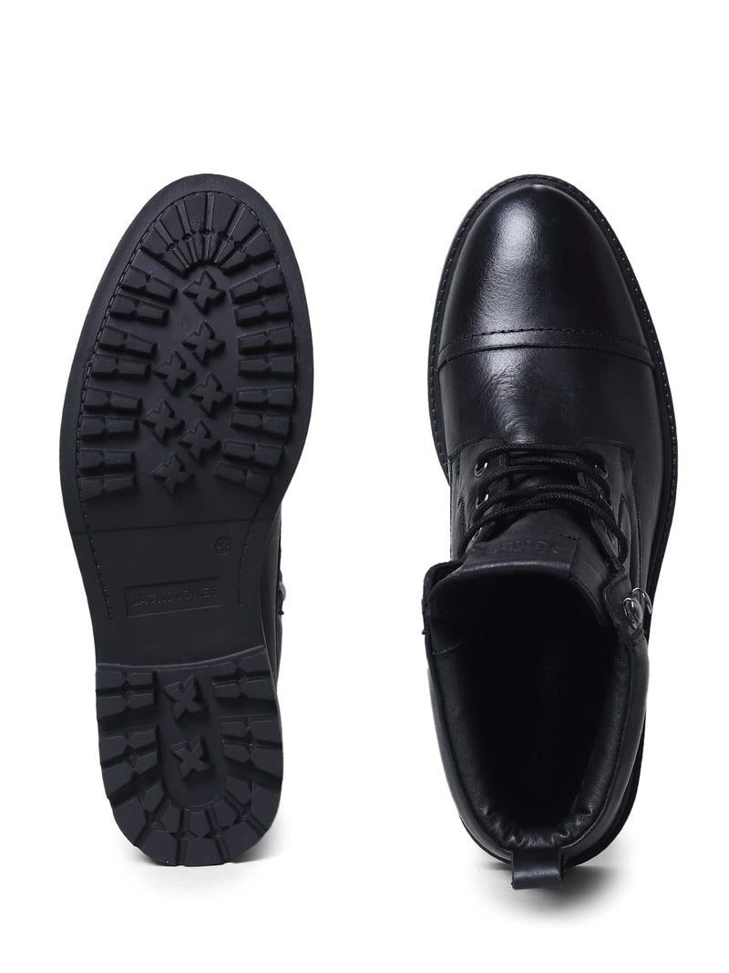 JACK & JONES JACK&JONES Black Vintage Leather Boots - Image 1