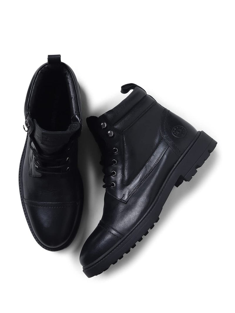 JACK & JONES JACK&JONES Black Vintage Leather Boots - Image 3
