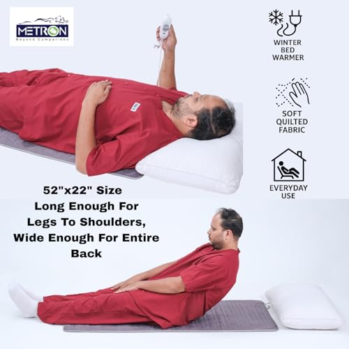 Metron Extra Large Heating Pad 52"x22" for Full Body Pain Relief and Winter Bed Warmer, Electric Heat Pad for Back Legs Shoulders and Period Comfort with 3 Heat Settings, Fast Heating and Soft Quilted Fabric - Image 3