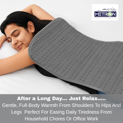 Metron Extra Large Heating Pad 52"x22" for Full Body Pain Relief and Winter Bed Warmer, Electric Heat Pad for Back Legs Shoulders and Period Comfort with 3 Heat Settings, Fast Heating and Soft Quilted Fabric - Image 5