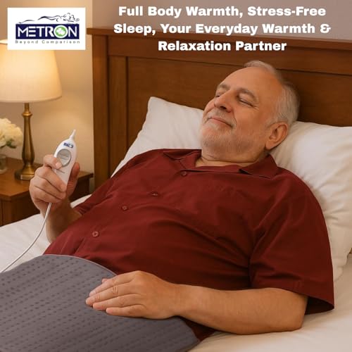 Metron Extra Large Heating Pad 52"x22" for Full Body Pain Relief and Winter Bed Warmer, Electric Heat Pad for Back Legs Shoulders and Period Comfort with 3 Heat Settings, Fast Heating and Soft Quilted Fabric - Image 4